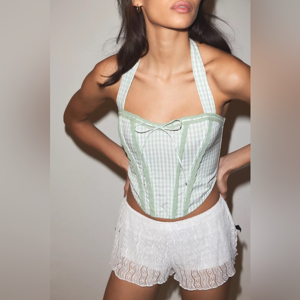 UO Out From Under Betty Gingham Print Corset